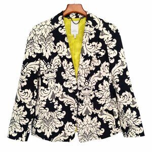 Robert Rodriguez Blazer Womens Black Cream Baroque Twill Single Snap Jacket Sz 6